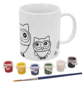 Porcelánový hrnček SOVA s farbami a štetcom, 380 ml