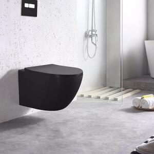 LAVITA SINTO BLACK set 2v1- závesná WC misa Rim+ + WC sedátko Slim so SoftClose čierna matná