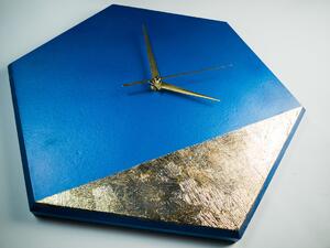TIMMER wood decor Hexagon Blue - Dekoračné hodiny