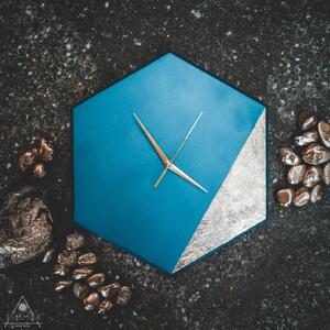 TIMMER wood decor Hexagon Blue - Dekoračné hodiny