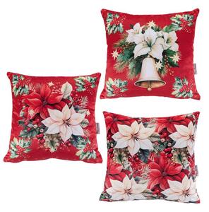 Sada 3 ks obliečok na vankúšiky RED POINSETTIA 45 x 45 cm