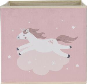 Detský textilný box Unicorn dream ružová, 32 x 32 x 30 cm