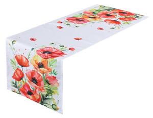Behúň s potlačou ČERVENÉ VLČIE MÁKY 40 x 110 cm
