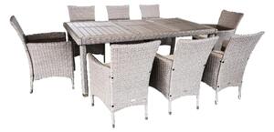 Záhradná ratanová zostava JANINA 17-dielna sedacia súprava sivá WPC stôl