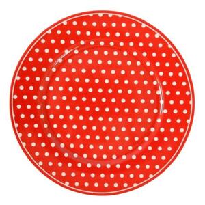 Isabelle Rose Porcelánový tanier s bodkami 19 cm - červený