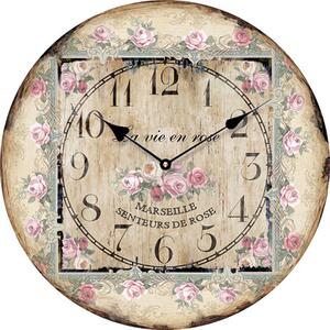 Isabelle Rose Drevené nástenné hodiny La Vie En Rose 15 cm