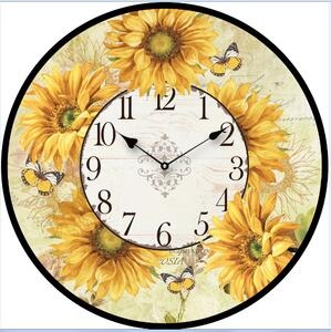 Isabelle Rose Nástenné drevené hodiny motív slnečnice 29 cm