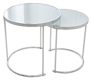 Nemecký výrobca Konferenčný stolík Art Deco - biele sklo, set 2 ks