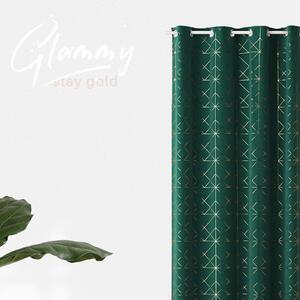 Room99 Záves GLAMMY - zelený 140x250 cm - uchytenie dekoračné kolieska