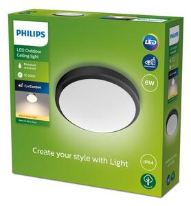 Philips 8719514417878 Doris vonkajšie stropné svietidlo LED 6W/600lm 2700K IP54 čierna