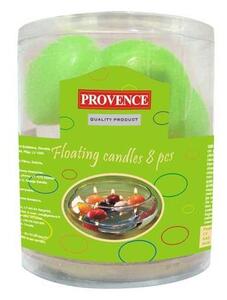 Provence Neparfumovaná plávajúca sviečka PROVENCE 8ks svetlo zelená