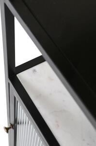 Massive home | Černý kovový regál Bronco s mramorem MH692050