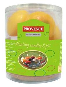 Provence Neparfumovaná plávajúca sviečka PROVENCE 8ks žltá