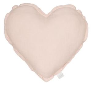 Cotton & Sweets Mini ľanový vankúš srdce púdrovo ružová 28 cm
