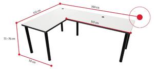 Počítačový rohový stôl LOOK N, 160/110x73-76x50, biela/čierne nohy, ľavý