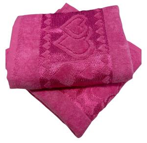 Žakarový froté uterák ružový srdiečko 50x90cm TiaHome