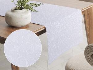 Biante Teflónový behúň na stôl TF-078 Ornamenty - studená biela 20x180 cm