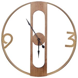Nástenné hodiny svetlé drevo MDF železo ø 50 cm okrúhly tvar moderný rustikálny štýl obývačka