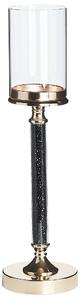 Svietnik zlato-čierny kovový podstavec so skleneným tienidlom 48 cm elegantná dizajnová dekorácia glamour štýl