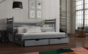 Detská posteľ s prístelkou DEBRA - 80x200, šedá