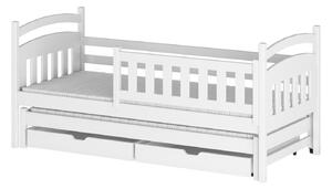 Detská posteľ s prístelkou a so zásuvkami 90x200 GABINA - biela