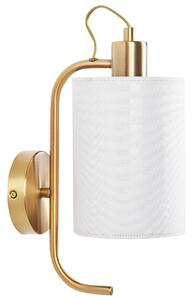 Nástenná lampa biele ľanové tienidlo medený kovový podstavec 30 cm moderné svietidlo glamour štýl