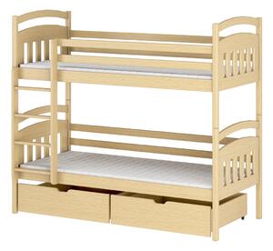 Detská poschodová posteľ s úložným priestorom LUCIE - 80x200, borovica