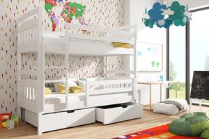 Detská poschodová posteľ s úložným priestorom LUCIE - 80x160, biela