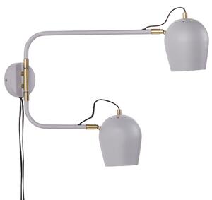 Nástenná lampa svetlosivá kovová 13 x 41 x 56 cm s 2 guľatými tienidlami nastaviteľná moderná industriálna obývačka spálňa