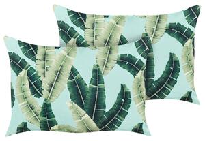 Sada 2 záhradných vankúšov zelená polyester 40 x 60 cm obdĺžniková vzor listov s motívom moderný dizajn dekoračný vankúš