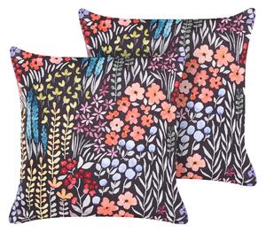Sada 2 vonkajších vankúšov viacfarebná polyester 45 x 45 cm štvorcová kvetinový vzor dekoračný vankúš záhrada terasa
