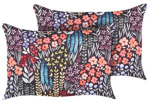 Sada 2 vonkajších vankúšov viacfarebná polyester 40 x 60 cm obdĺžniková kvetinový vzor dekoračný vankúš záhrada terasa