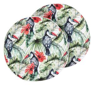 Sada 2 vonkajších vankúšov viacfarebná polyester ⌀ 40 cm okrúhla vzor tukanov záhrada terasa