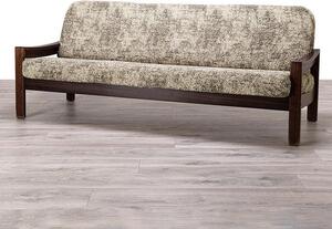 Bielastické poťahy MARMO béžové trojkreslo s drevenými rúčkami (š. 150 - 200 cm)