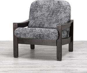 Bielastické poťahy MARMO šedé kreslo s drevenými rúčkami (š. 40 - 70 cm)