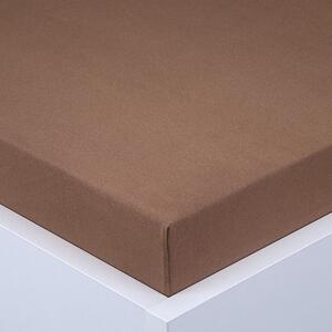 Napínacia plachta na posteľ jersey EXCLUSIVE tmavo hnedá 90 x 200 cm