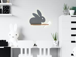 Candellux LED detská lampička s policou na stenu KRÁLIK Varianta zapojení: Kabel do zásuvky, Zvolte barvu: Šedá