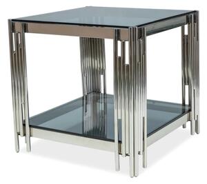 Najlacnejsinabytok FOSSIL B konferenčný stolík 55x55 cm, chróm/dymové sklo