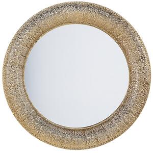Nástenné závesné zrkadlo zlaté okrúhle 80 cm maľovaný rám dekoratívny doplnok