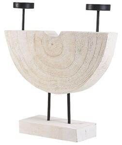 Svietnik biely drevený Paulownia drevo držiak na 2 čajové sviečky ručná výroba rustikálny dizajn