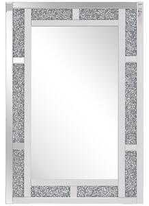 Nástenné zrkadlo strieborná MDF sklo 60 x 90 cm obdĺžnikový tvar lesklý povrch ozdobný rám moderný glamour štýl obývačka spálňa