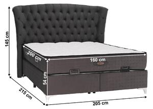 KONDELA Boxspringová posteľ 160x200, sivá, MERSIA