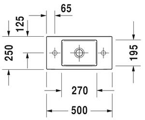 Duravit Vero Air - Umývatko do nábytku 500x250 mm, otvor pre batériu vľavo, biela 0724500009