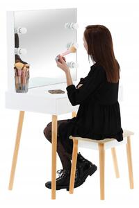 Toaletný stolík SCANDI OSLO s taburetkou - biela farba