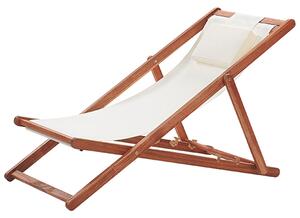 Záhradné lehátko béžové skladacie plážová stolička z tmavého dreveného rámu