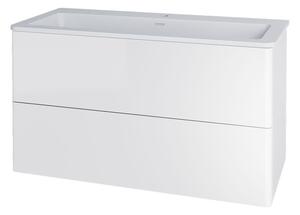 Mereo Siena, kúpeľňová skrinka s umývadlom z liateho mramoru 101 cm, biela lesk, MER-CN412M1