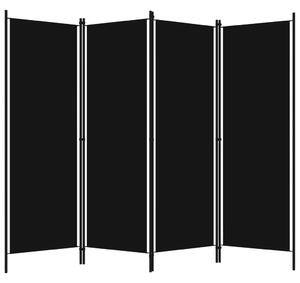 4-panelový paraván čierny 200x180 cm