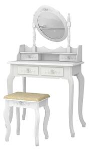 Toaletný stolík s taburetkou- Rome, biely