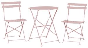 3 dielna balkónová bistro súprava pastelová ružová kovová skladacia stolík 2 stoličky vonkajší nábytok