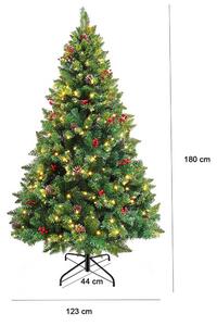 Vianočný stromček s LED diódami, rôzne typy, teplá biela, 260 LED- ov, 180 cm